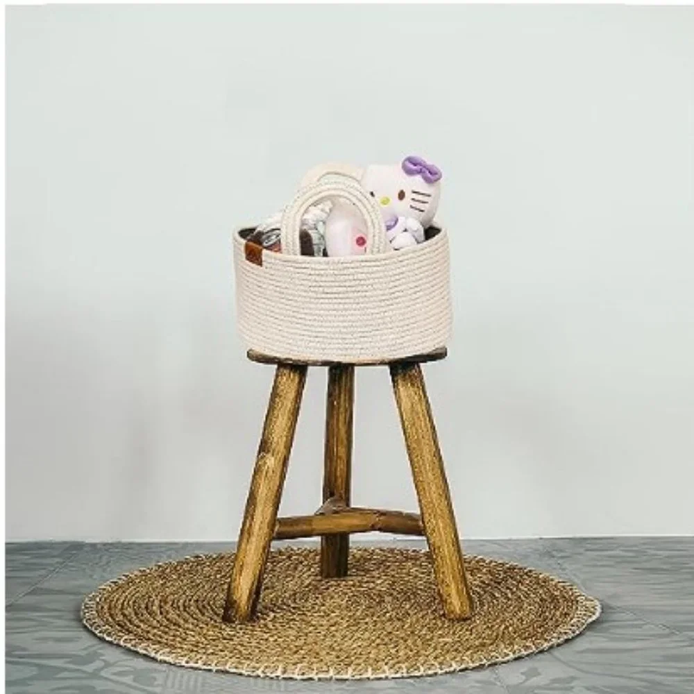 Cotton Rope Diaper Basket Caddy - Baby Diaper Bag - Nursery/ Car Organizer